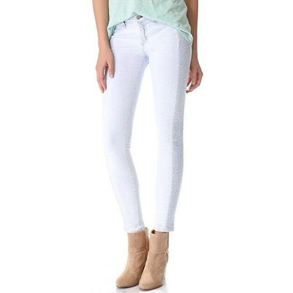 Rag & Bone/JEAN Slim fitted Sachiko Bleachout Size 25 Stretch Denim Crochet Side - Picture 2 of 11